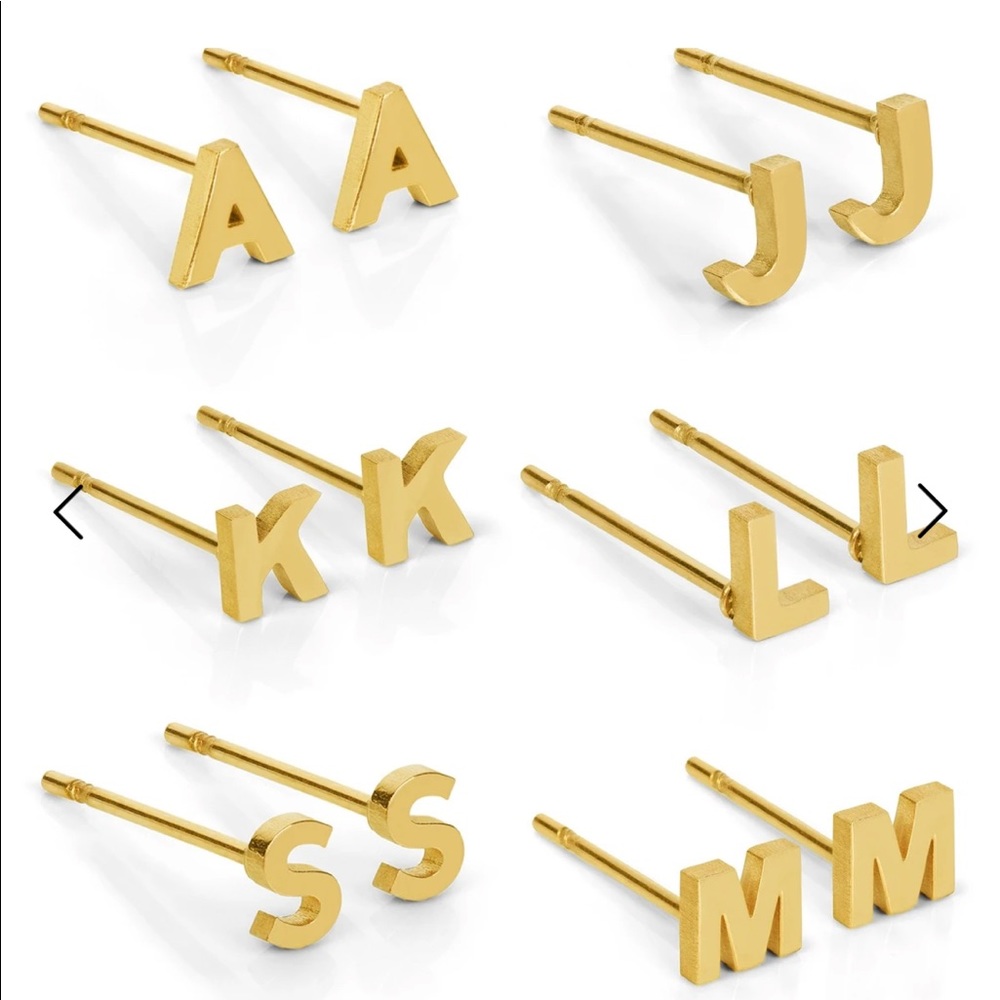 Florence London A-Z Little Letter 18ct gold plated studs
